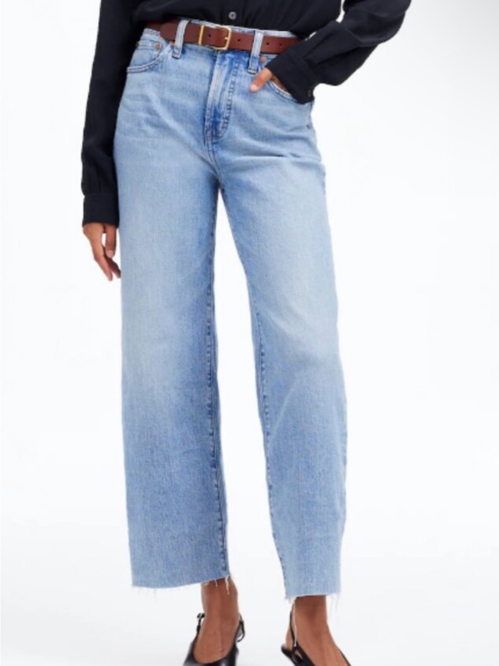 Madewell Light Blue High-Rise Cropped Wide-Leg Jeans size 26 great for fall!